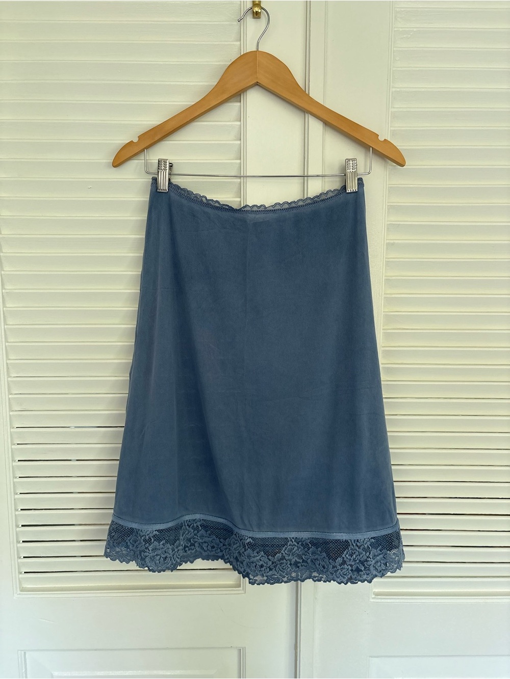 Free People Sheer Blue Lace-Trim Slip Skirt - Picture 3 of 3